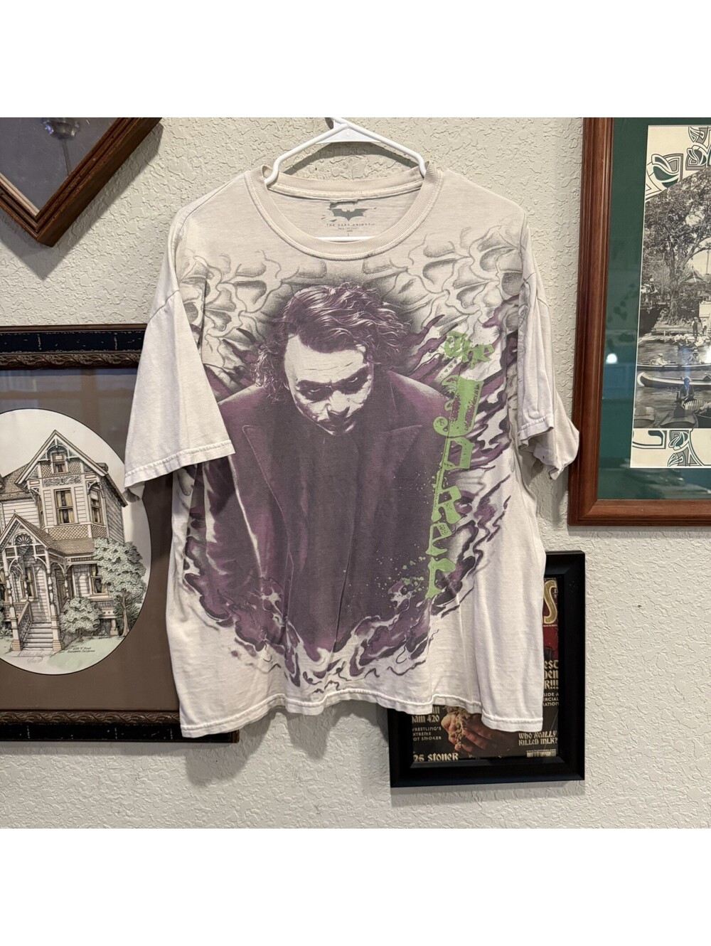 Vintage 00s RARE Batman The Dark Knight Joker Heath Ledger Shirt Size Large